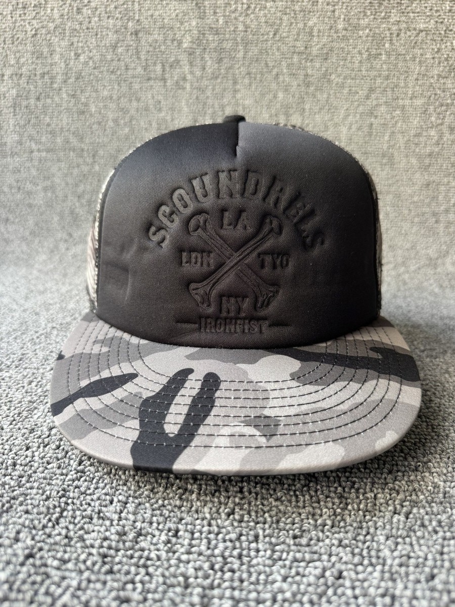 The Hundreds Camo Trucker Snapback Hat Black Grey Mesh Back Streetwear