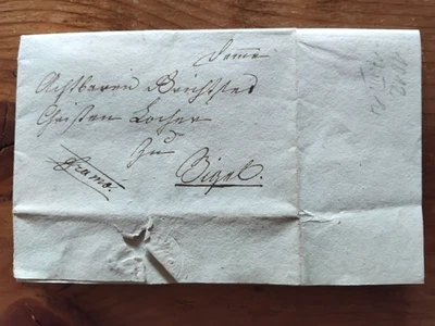 ANTIKER Brief Franco SCHWEIZ ANNO 1821 Inhalt Wasserz. - Bild 1 von 4