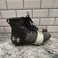 Under Armour Youth Football Cleats Black Silver CN High Top Size 6Y