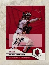 RYDER HELFRICK 2025 ONIT Arkansas Baseball Red Parallel On Card AUTO # 1/25
