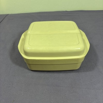 Vintage Anchor Hocking Microwave Cookware PM481-T1 Tan Square Dish Lid USA Made
