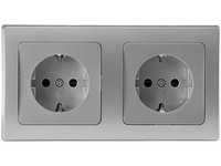 Delphi 2-Fach Steckdose Doppelsteckdose 2 Steckdose+ 2-Fach Rahmen Silber 16A