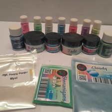 Pigment Powders Mica Multi Color Lot of 17 New  Barely Used 7 Glow In The Dark