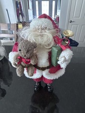 11  Santa Claus Figure w/ Teddy Bear  Gift Vintage Style Plush Christmas Decor