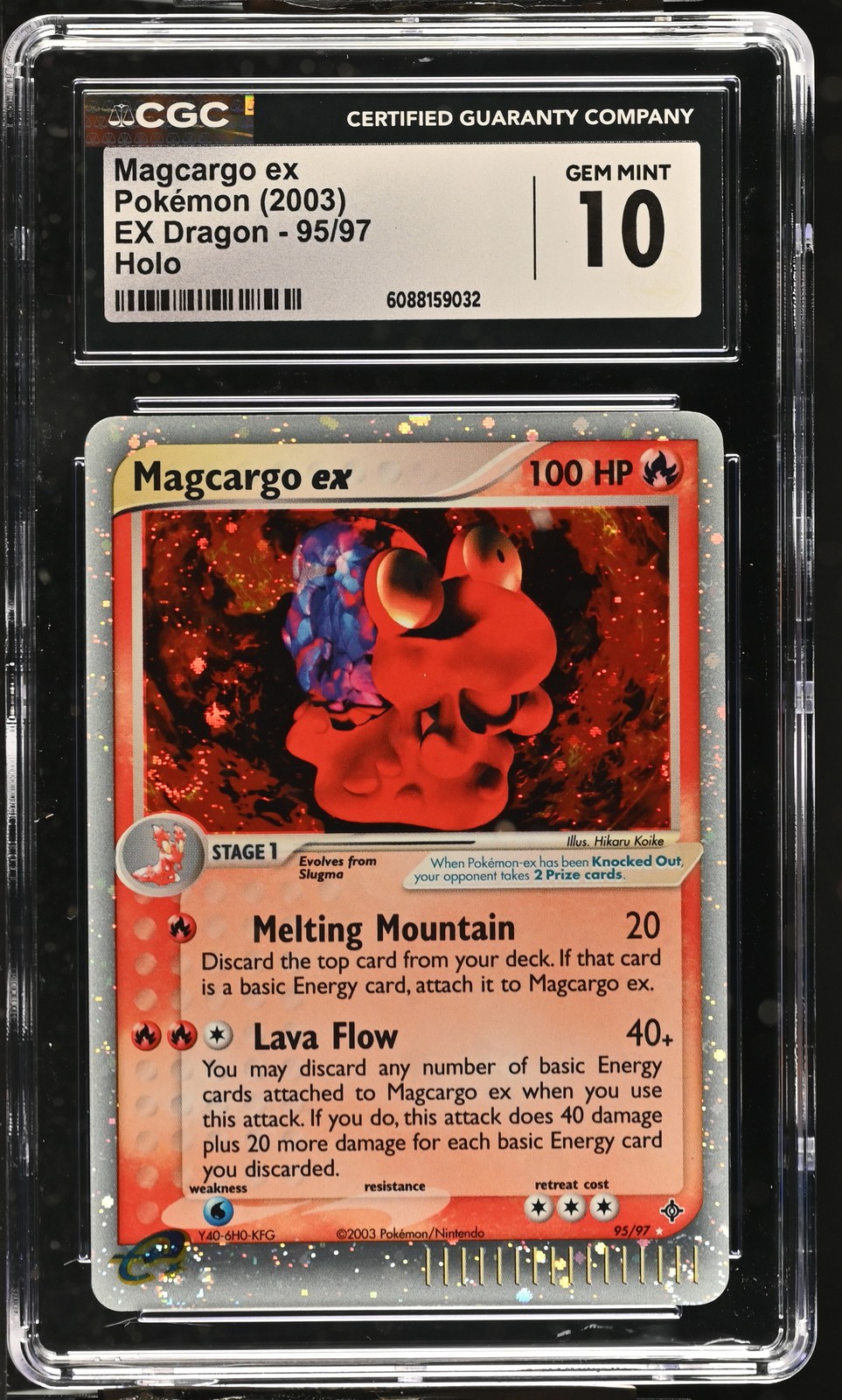 CGC 10 GEM MINT Magcargo ex 2003 EX Dragon 95/97 Holo SWIRL Pokemon Card