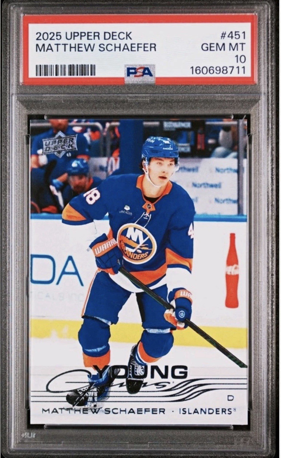 2025-26 Upper Deck Series 2 - #451 Matthew Schaefer Young Guns (RC) PSA 10 