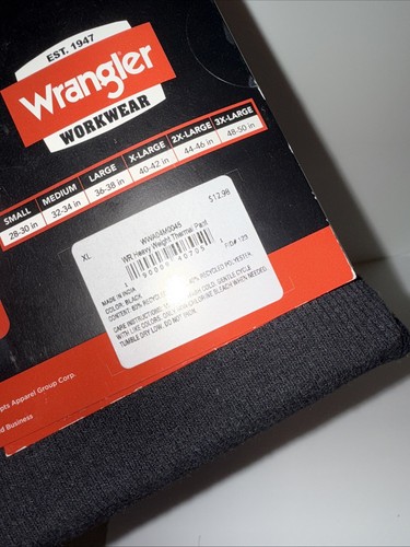 Wrangler Workwear Heavy Weight Thermal Pants Mens Size XL Black - Picture 3 of 3