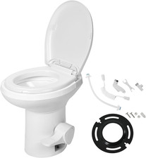 RV Toilet, High Profile Gravity Flush Toilet with Hand Sprayer, Pedal Flush for