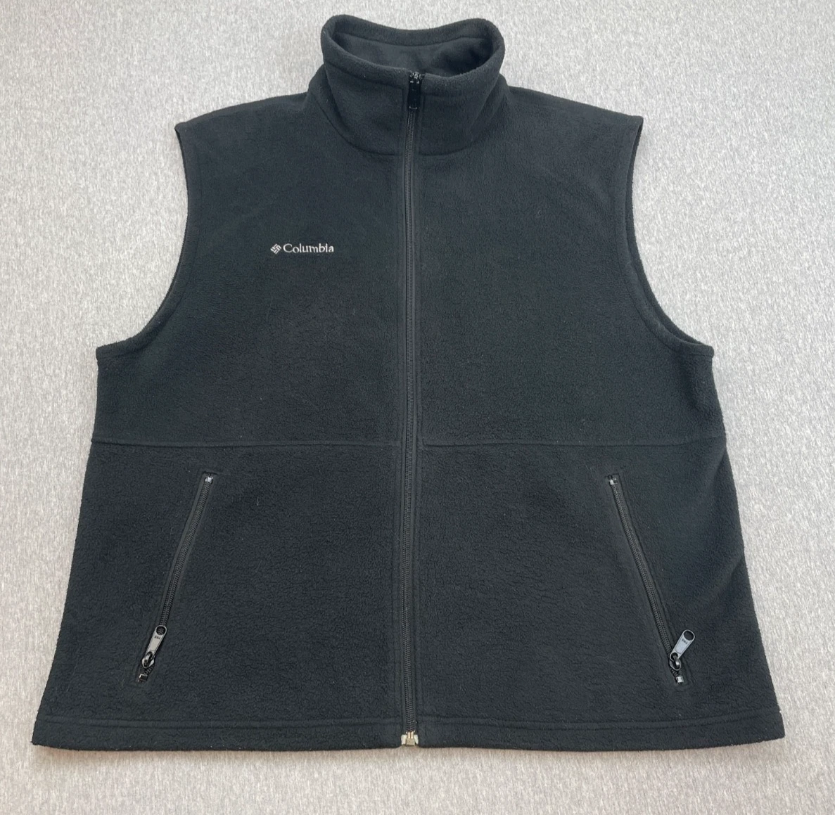 Columbia Vest Mens Large Black Fleece Full Zip Mock Neck