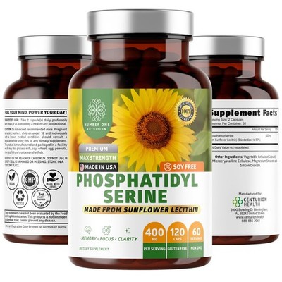 Premium Phosphatidylserine 400mg - Sunflower Lecithin, Memory & Focus Support, 1