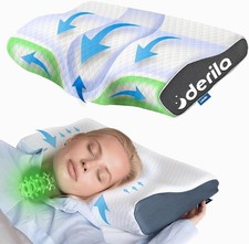 DERILA Memory Foam Cervical Neck Pillow. Ergonomic Pillow for Sleeping, Snoring