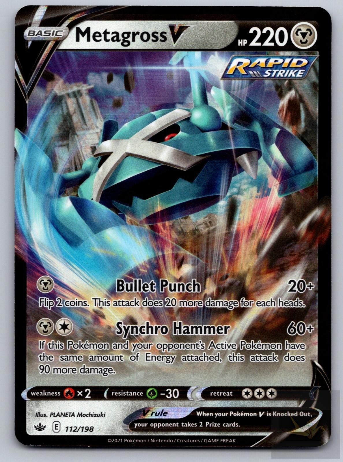 Metagross V 112/198 Holo V Rare Chilling Reign Pokemon Near Mint