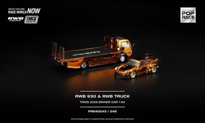 Pop Race TMCS 2026 Dinner Exclusive RWB 930 and Fuso 300 Orange Chrome (Sealed)