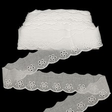 15 Yards Eyelet Trim, Eyelet Lace Trim 1-5/8 Inch Ivory White Cotton Lace Trims,