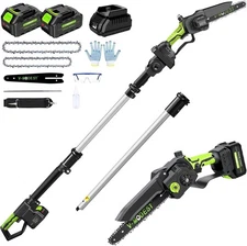 2-in-1 Cordless Pole Saw and Trimming Chainsaw Kit with Telescopic Extension