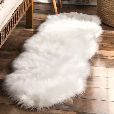 Double Pelt Sheepskin Soft Wool Carpet | Genuine Ivory White Sheepskin Rug 2x6