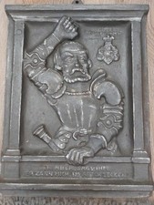 Gusseisen Wandbild Glueckauf Götz von Berlichingen Eisen Wand Ofenplatte 40x27