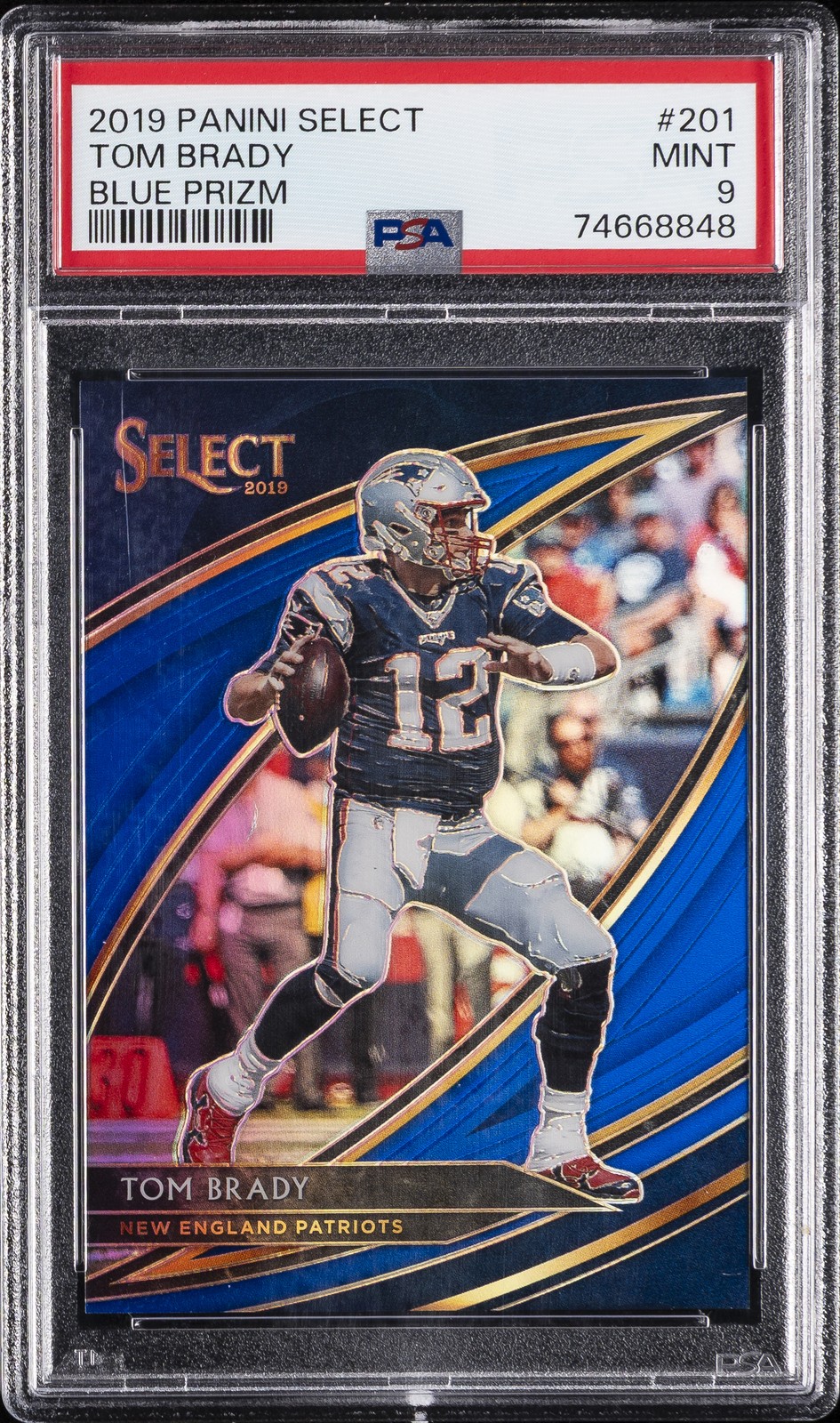 2019 PANINI SELECT BLUE PRIZM #201 TOM BRADY 58/75 PSA 9