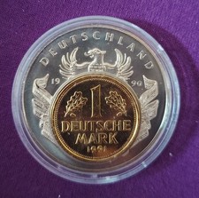 1 DM / MARK INLAY MÜNZE - MEDAILLE - SILBER AUFLAGE - SELTEN