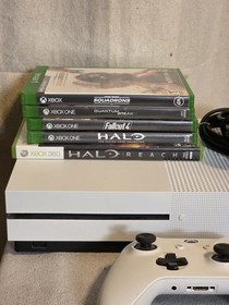 Xbox One S 500GB Console White + Controller + 5 Games Tested Vey Light Use