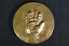 Antique Bronze Covered Plaster Wall Plaque Baby Infant Hand Raised Relief