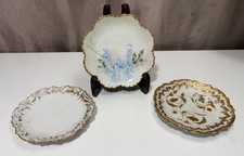 3 Limoges 1 Monbijou Bavaria Gold Edged Handpainted Scalloped Plates Antiques B