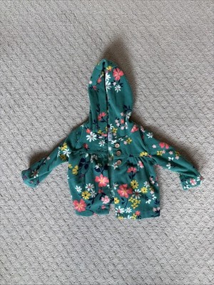 Girls Green Fleece Jacket Carter Size 6m Flower Design