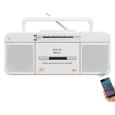Retro Kassettenrekorder mit USB Bluetooth AM FM Radio Stereo 2x3 Zoll Lautspre