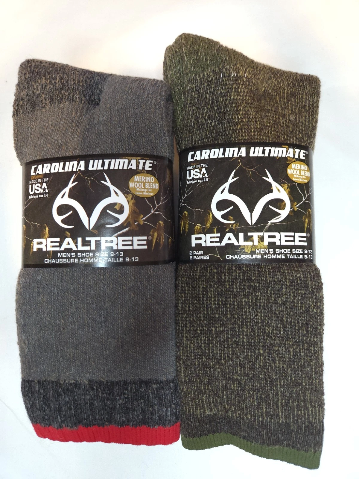 Realtree Merino Wool Blend Men's Socks 2 Pack Size 9-13