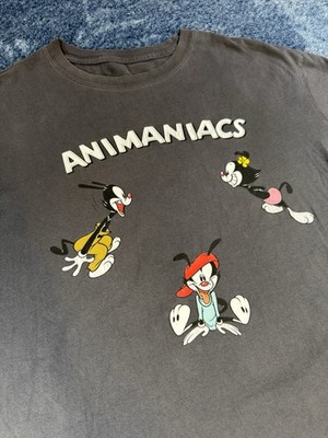 Vintage Animaniacs 1997 Shirt Large Gray Faded Tee Distressed Saturday Cartoon