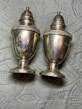 Pair Sterling Silver 4.5" Fred Hirsch Co. Salt & Pepper Shakers #28  Weighted