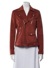 NWT  Theory Women Biker Motorcycle Jacket Brown Buckle Collared Size S MSRP $440