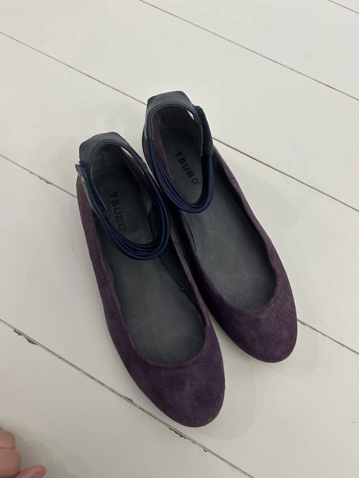 Zapatos planos de cuero Mary Jane púrpura para mujer TSUBO 7,5 Foto 2 de 4