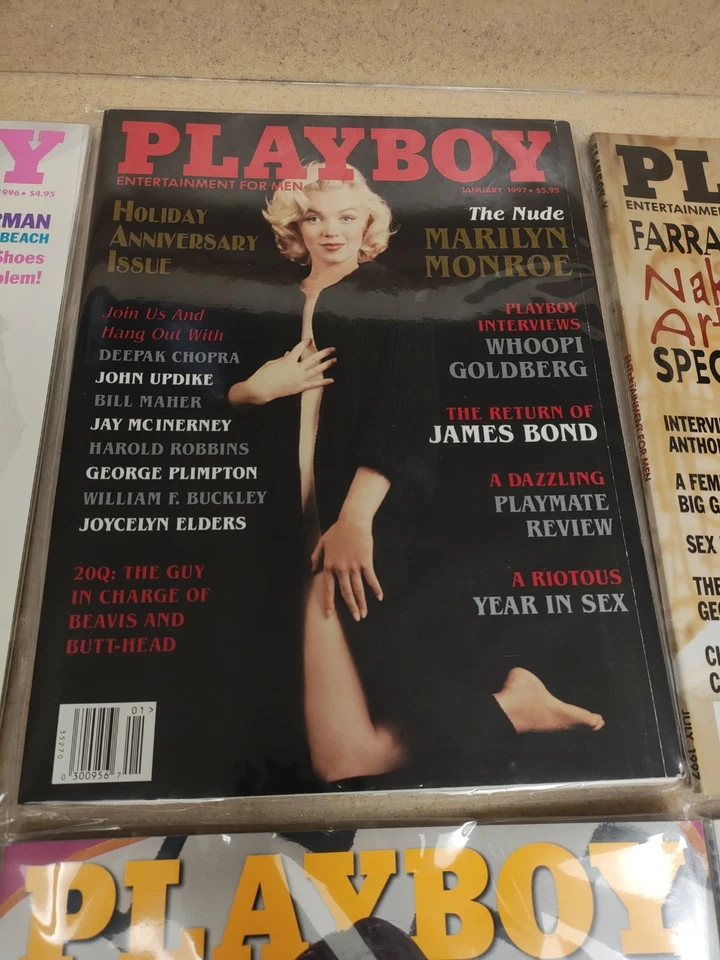 Lot of 6 Vintage Celebrity Playboys Thurman, Monroe, Farrah, Crawford, Spice - Image 3 of 4