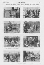 CAMDEN TOWN Scenes from the Friday Market - Antique Print 1900