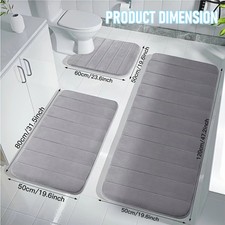 3PC Bathroom Rug Memory Foam Bath Mat Set - Small Large and Contour Bath Rugs