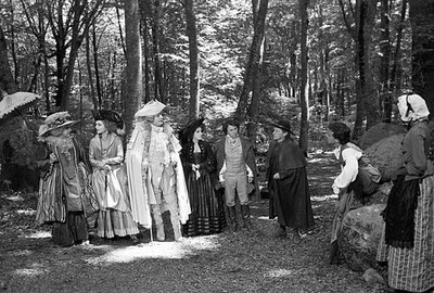 Marcello Mastroianni acting Giacomo Casanova standing inne wood in- Old Photo