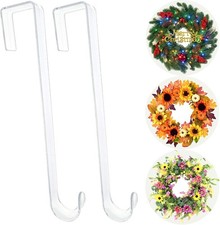 Wreath Hanger,12  Clear Hooks for Front Door,2 12 Inch- 2 Pack,