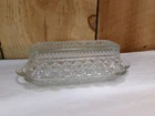 Vintage Anchor Hocking Glass Wexford Diamond Point Pattern Covered Butter Dish