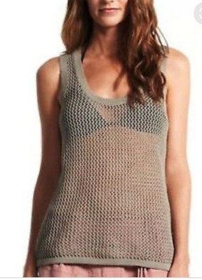 Derek Lam Mesh Sheer Tank Top Cover-up Large Beach Grunge Casual Hipster Preppy