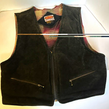 Paragraph Clothing Co Men  s Brownish/Black Leather Vest Full Zip Lined Size M