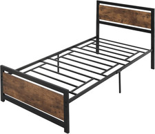 Struttura Letto Singolo in Legno E Acciaio 97X 208X103Cm, Doghe Integrate, Testi