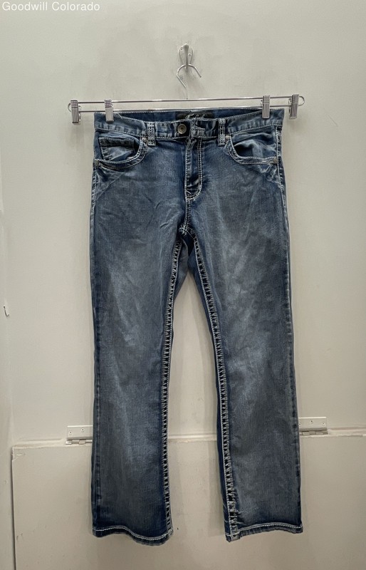 True Luck Mens Blue Cotton Blend Pockets Denim Straight Leg Jeans Size 32X30