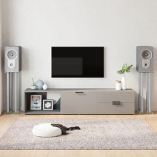 Image of Speaker Stands 2pcs Silver Tempered Glass 4 Pillars Design vidaXL