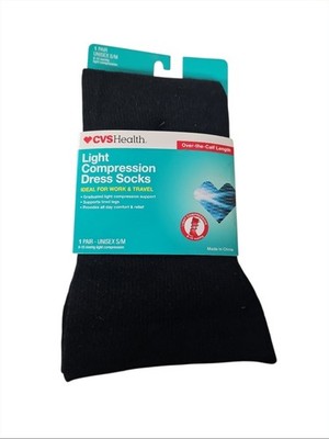 CVS Light Compression Dress Socks Over-the-Calf Length Black Size S/M