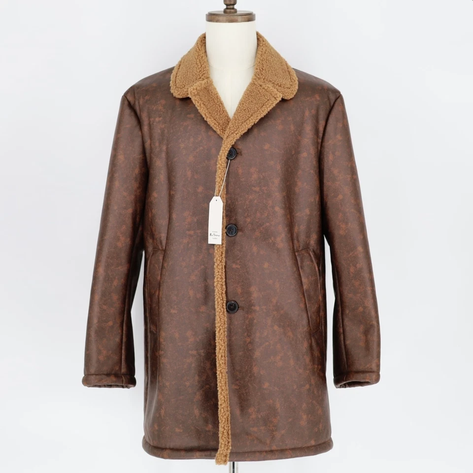Abrigo Ben Sherman Para Hombre Cuero Sintético Piel de Oveja Calce Clásico Talla 42R Foto 2 de 4