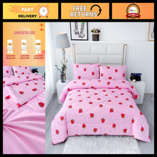 3PCS Strawberry Comforter Set - Cute Pink Bedding for Girls, Teens Kids - Kawa