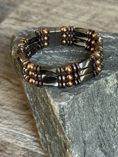 100 Black n Copper Magnetic Hematite Therapy Bracelet Anklet 3 row