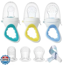 PandaEar 3 Pack Baby Feeder Fresh Fruit Food Feeder with 3 Different Size Sil