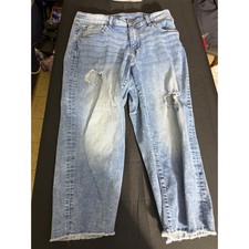 Maurices m jeans High-Rise Curvy Jeans 14W Blue Excellent Distressed Raw Hem